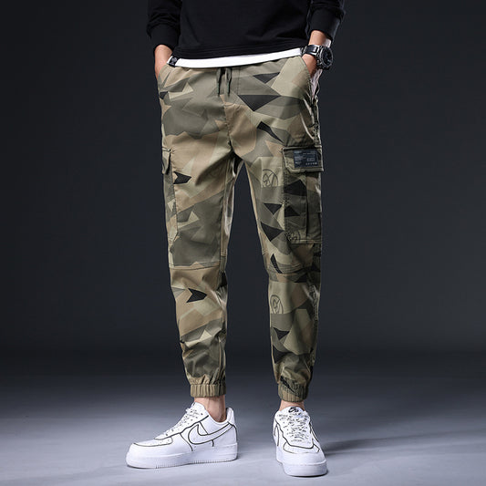 Elastic Waist Camouflage Multi-Pocket Casual Pants